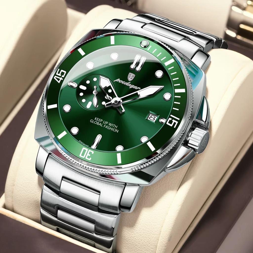 Luxusní Trendy Pánské Hodinky Voděodolné Svítící Datum Nerezová Ocel Pánské Hodinky Quartz Obchodní Pánské Hodinky Reloj