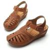 Summer Trend Daily Baotou Medium Heel Velcro Wedge Heel Sandals Women's Large Size Casual