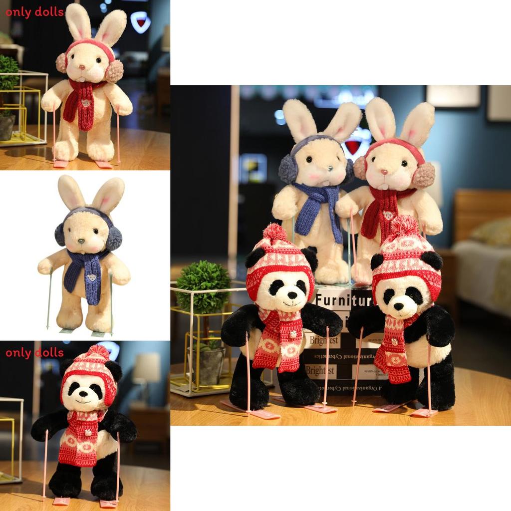 Cuter Rabbit And Panda Plush Toys With Ski Design For Kids And Gift Giving