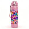 1PC Rainbow Butterfly Splash Abstract Print 750ml Color Plastic Sports Water Bottle Leakproof Flip Straw Lid Suitable for Sports Office Home Use
