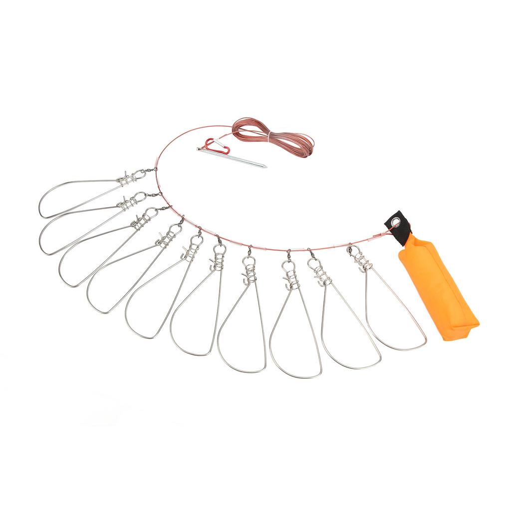 Cierre para Peces Vivos con Flotador de Espuma y Cable de Acero Hebilla de Cierre para Pesca Kit de Cuerda para Peces para Pesca al Aire Libre 10 Hebillas