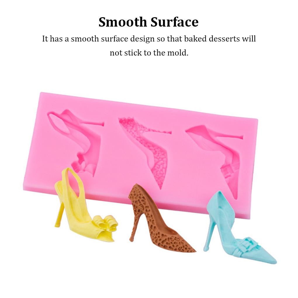 3 Grid High-heeled Shoes Shape Mold Stylish Replacement Kitchen Bakery Fondant Cake Art Crafts Mould Accessories