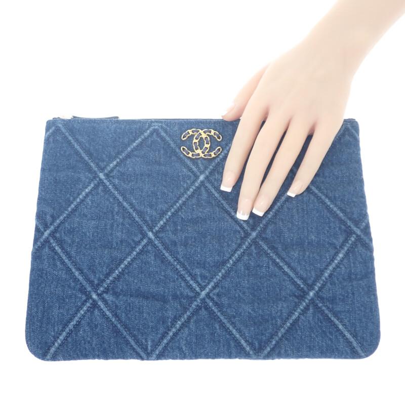 Chanel Clutch Bag Blue Denim Mens