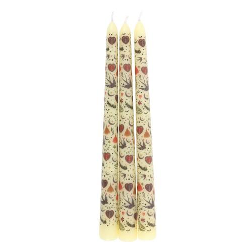Something Different Midnight Bloom Printed Taper Candle (Pack of 3)