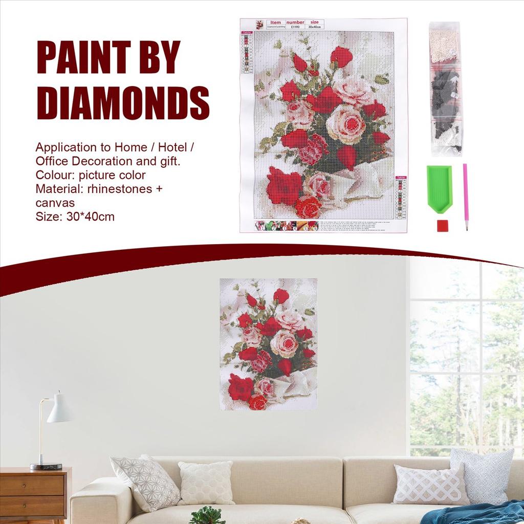 BHBL 5D DIY Flowers Full Square Drill Mosaic Diamond Embroidery Rose Garden Decoration