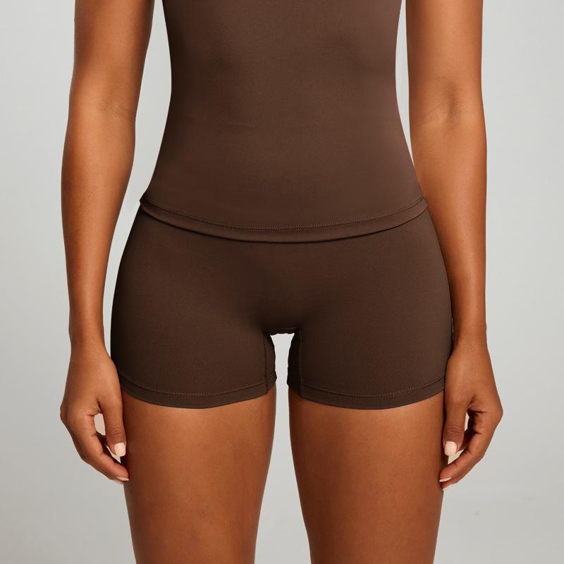 

Женский облегающий комплект для йоги: Топ с коротким рукавом и шорты-трехточки Large