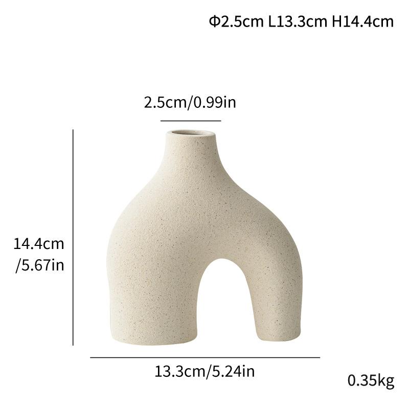 Европейская креативная простая керамическая ваза для цветов, высококачественное украшение для рабочего стола в гостиной, легкая роскошь V172-small