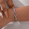 Vnox Classic Bracelets For Women Girls Gold Silver Color Paperclip Chain Stainless Steel Rectangle Bracelet Charm Jewelry Party