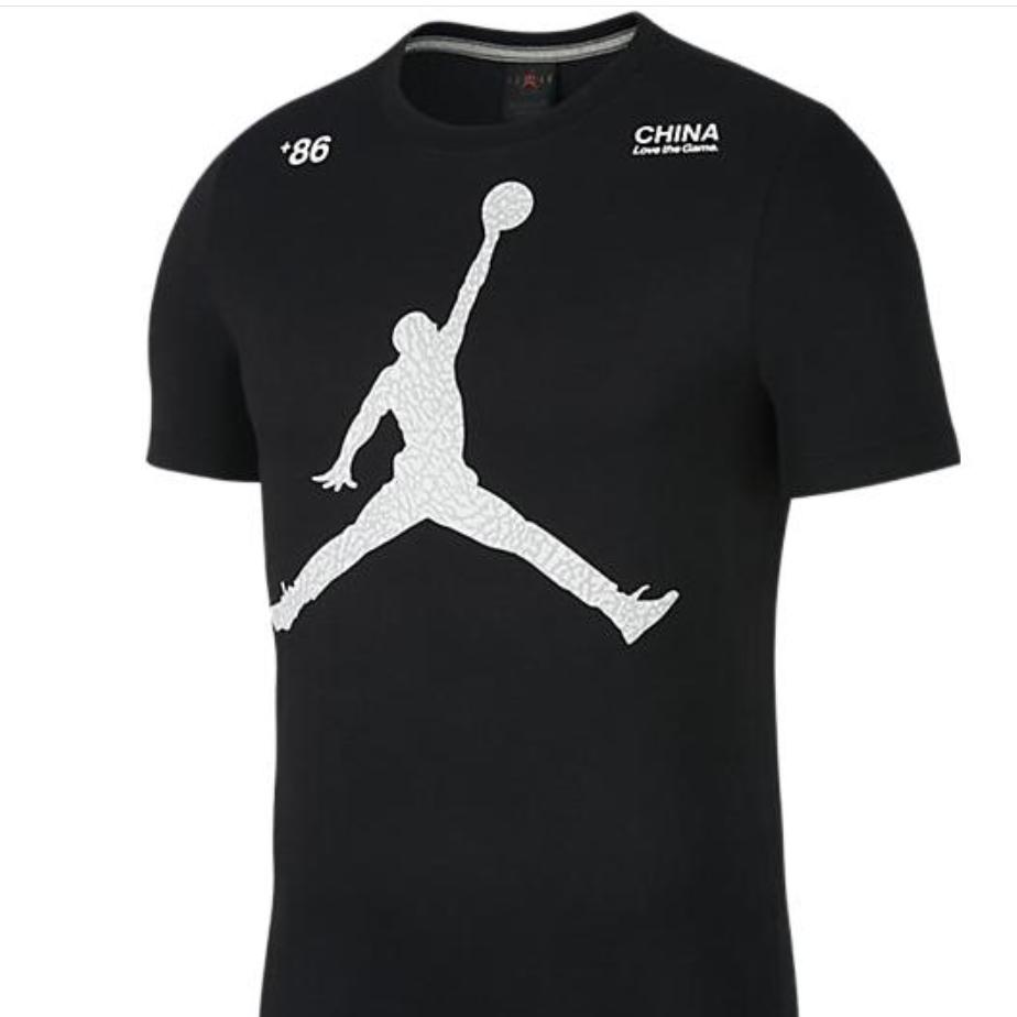 Jordan T-shirt Casual Girocollo Manica Corta con Stampa Logo Grande Uomo Top Nero CT3308-010