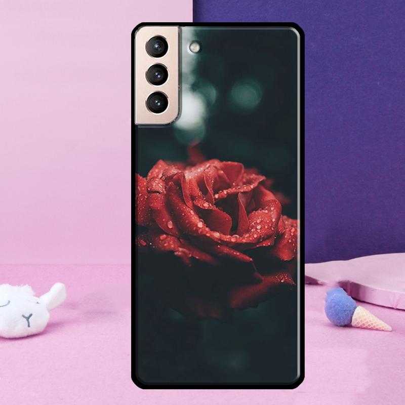 Red Rose Flower Phone Case For Samsung Galaxy S25 Ultra S23 S20 S21 S22 S24 FE S9 S10 Plus S24 Ultra Cover