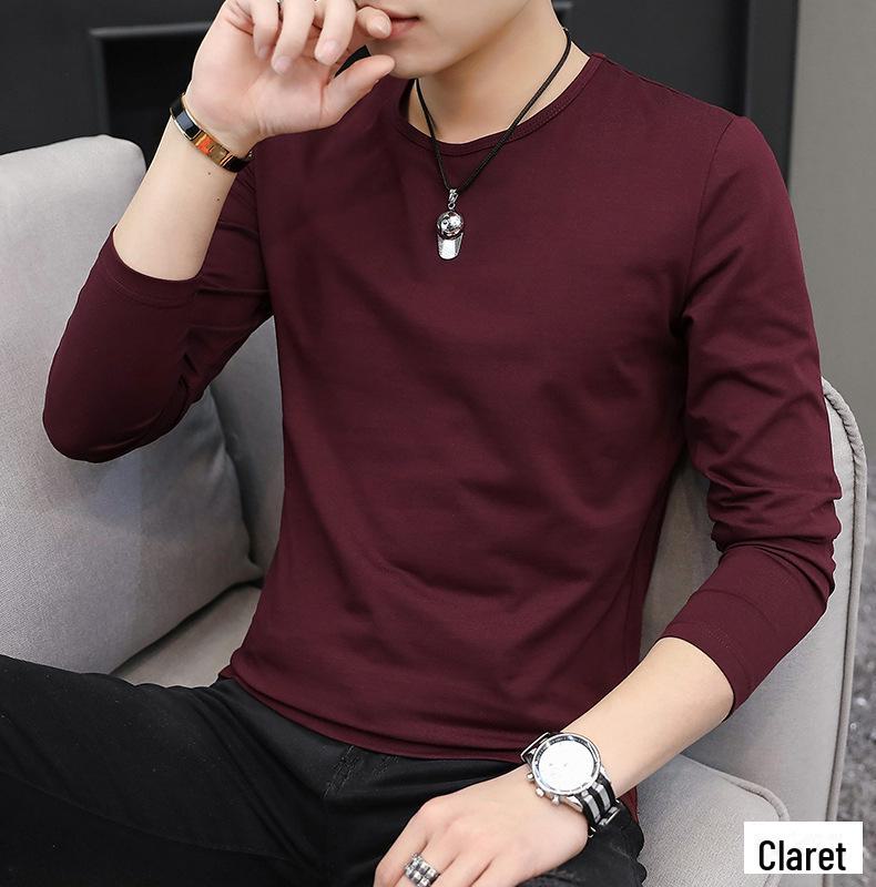 2021 Herr V-ringad Långärmad Vit T-shirt - Höst/Vinter Trend