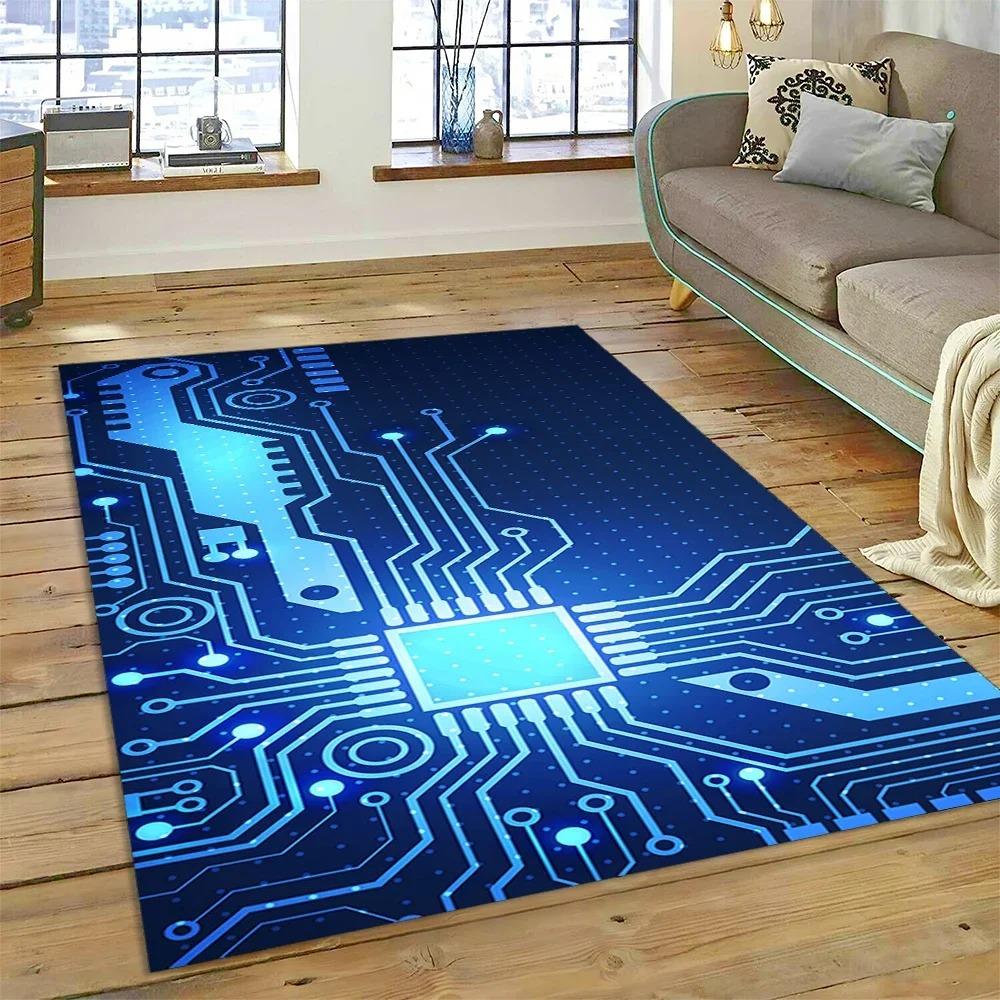Chip Circuit Board Carpet Rug for Home Living Room Bedroom Sofa Doormat Kitchen Decor Child Paly Area Rug Non-slip Mat