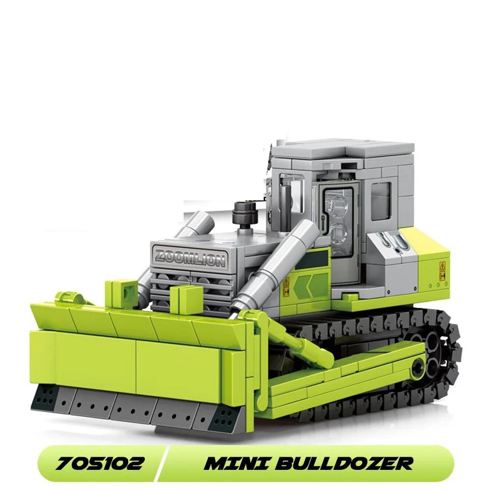 Engineering Building Blocks City Construction Children Toy Cement Mixer Truck Crane Excavator Mini Bulldozer for Boy Gifts