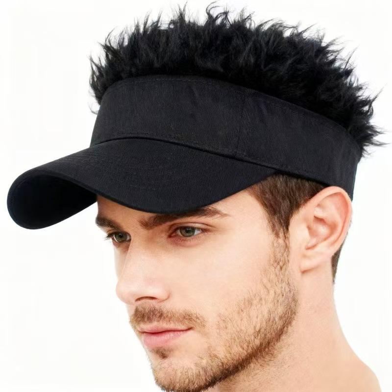 Men Synthetic Short Hair Baseball Cap Spiked Hair Wig Hat Fake Hair Adjustable Sun Protection UV Blocking Visor Fancy Performance Hip-Hop Headwear