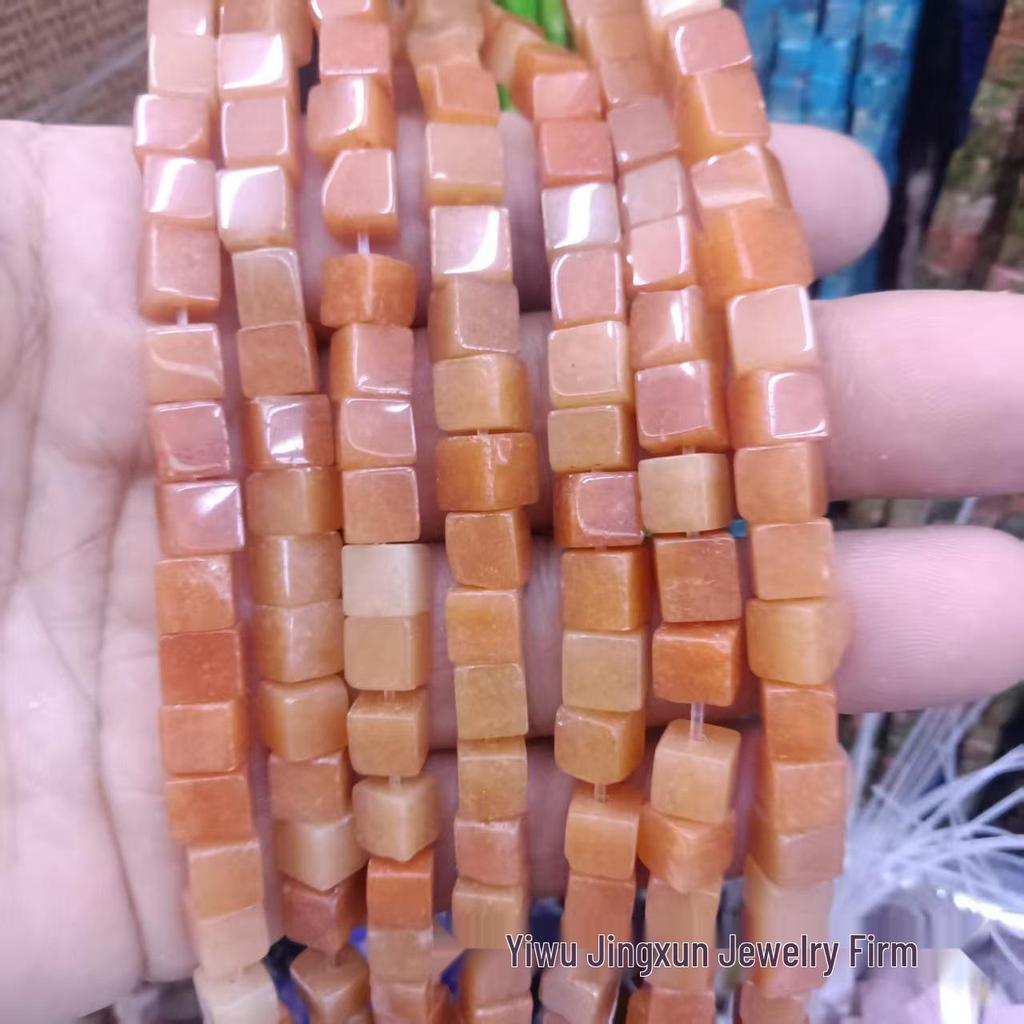 6x6mm Quadratische Rosenquarz-Achat-Perlenkette - Naturstein DIY-Zubehör