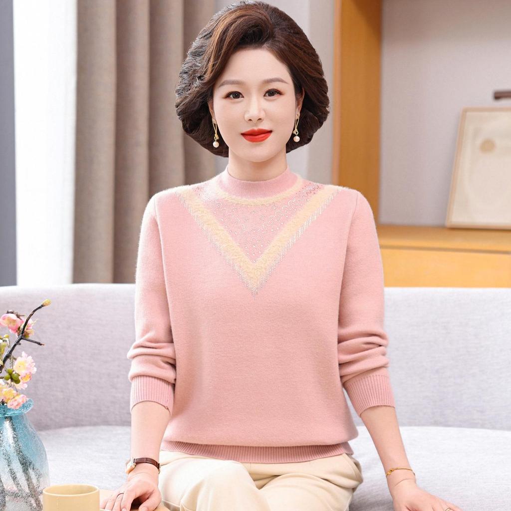 New Fashion Winter Knitwear for Moms - Stylish Plus Velvet Sweater for Middle-Aged and Elderly Women