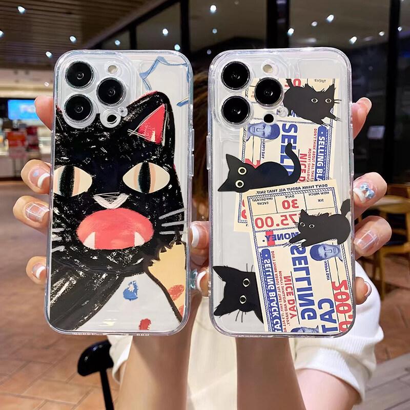 Case for Samusng Galaxy A56 A55 A54 A35 A36 A26 A16 A15 A14 A34 A53 S25 S24 S23 Ultra Plus S20 S21 S24 FE Cute Doodle Cat Cover