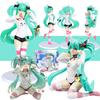 Hatsune Miku Model Anime Girl Figures Cat Ear Sitting Posture Short Sleeved Pajamas Figurines Car Decoration Doll Kids Toys Gift