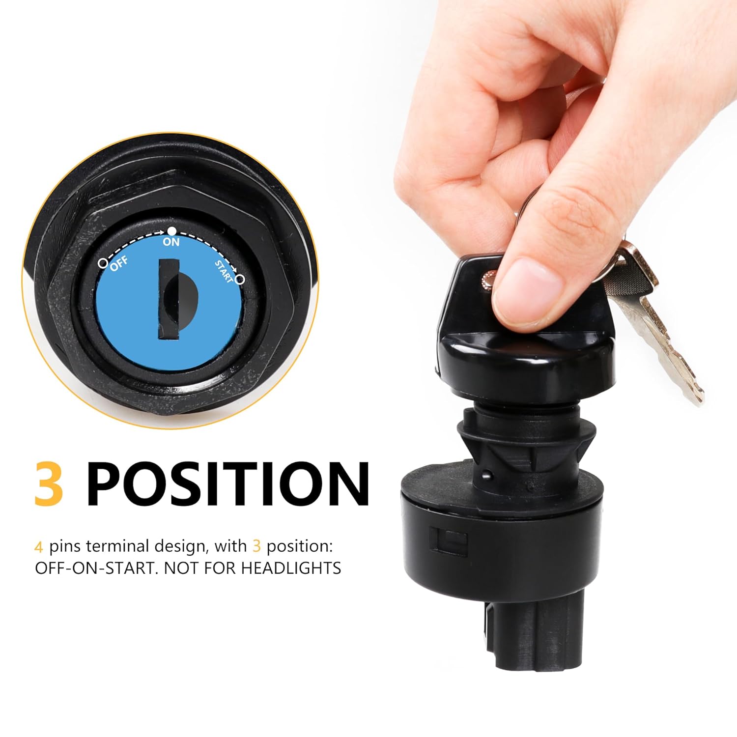 Ignition Key Switch for 2020 2021 2022 2023 2024 2025 Polaris Ranger 1000/ XP 1000 Accessories 4 Pin 3 Position Off Run Start