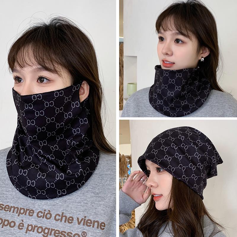 Women's Autumn & Winter Plush Face Mask Neck Protector: Windproof, Warm, and Versatile Scarf Set for Outdoor Cycling
