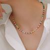 Women Dopamine Rainbow Pearl Natural Stone Beaded Clavicle Necklace