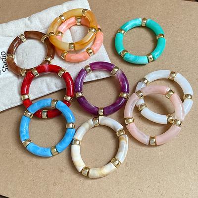 Acryl Spleißen Runde Armreifen für Damen 2025 Retro Mode Vielseitiges Armband High-End Touch Hand Minimalistischer Herren Zirkon Geschenk