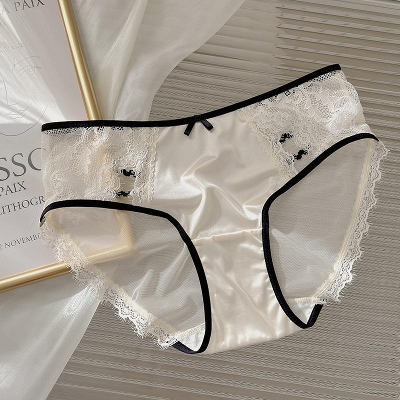 Ladies Court Pure Desire Style New Lace Sexy Bow Sweet and Comfortable Briefs Underwear