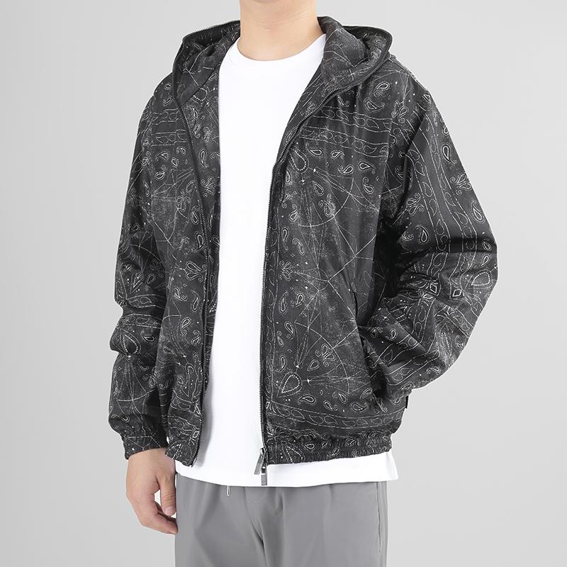 Armani Exchange SS25 All-Over Pattern Hooded Zip Lightweight Jacket Men jackets XM000408-AF15075-FC040
