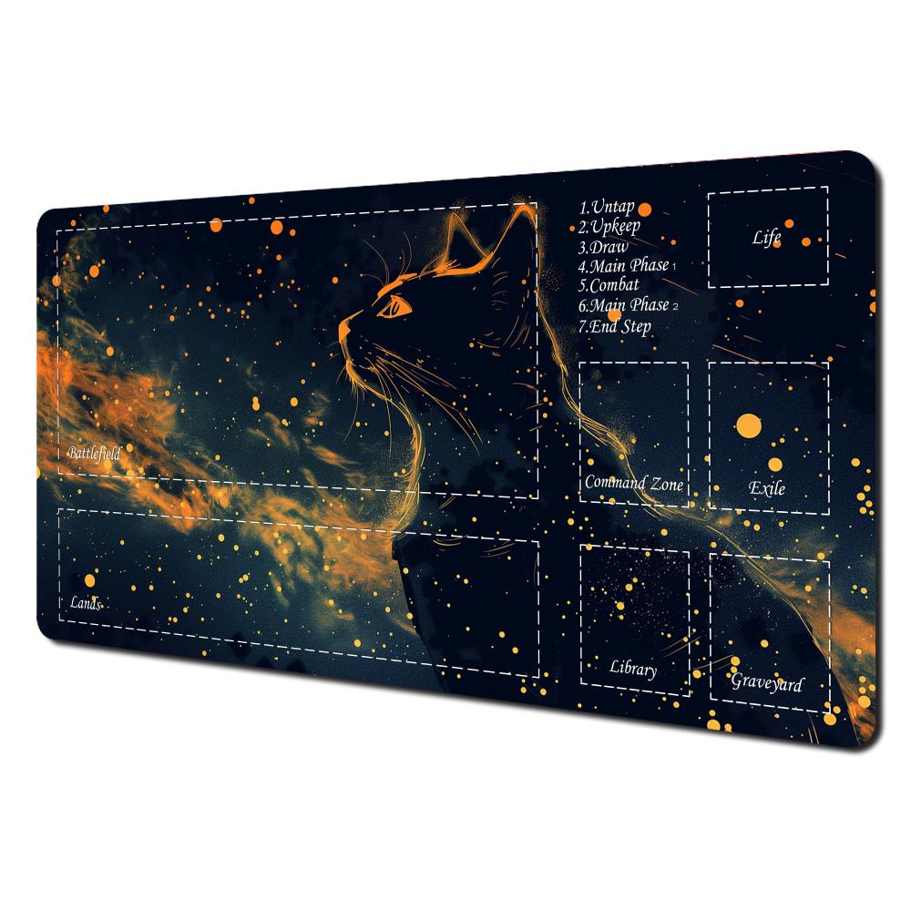 Fantasy White Cat anime magic Playmat Card Gaming Mat with zone MTG TCG gathering game mat Desk Mat Commander Battle playmat