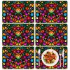 Colorful Floral Spring Plastic Placemats Set of 6,Summer Watercolor Flowers Place Mats,Washable Table Mats