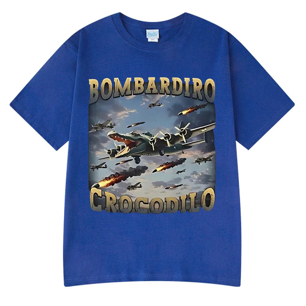 Bombardiro Crocodilo Funny Crocodile Plane Bomber Graphic T-shirt Men Women Casual Cotton Short Sleeve T Shirts Comfort T-shirts