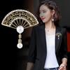 Oil Ancient Style Chinese Style Collar Pin Jewelry Accessories Enamel Fan Brooches Women Brooch
