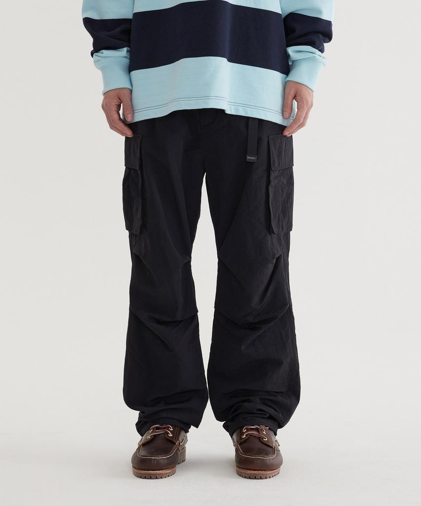 COVERNAT Semi-Wide Nylon Parachute Pants Black