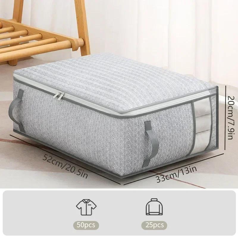 Foldable Clothes Storage Bag Visual Quilt Organize Cases with Handle Home Pillow Blanket Organizer Wardrobe Sorting Storage Box