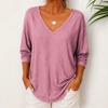 Autumn New Women's Casual Loose Fashionable Solid Color Long-sleeved V-neck Pullover Top