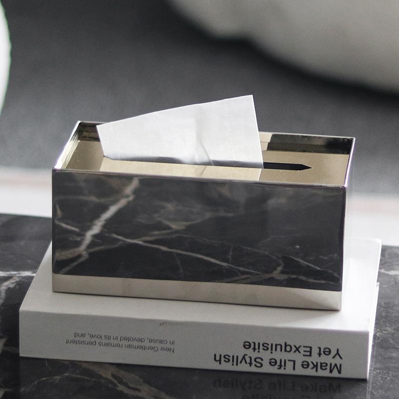 Stainless Steel Tissue Box, Luxurious Metal Rectangular Tissue Box Ornament, Modern Living Room and Kitchen Tissue Storage Box