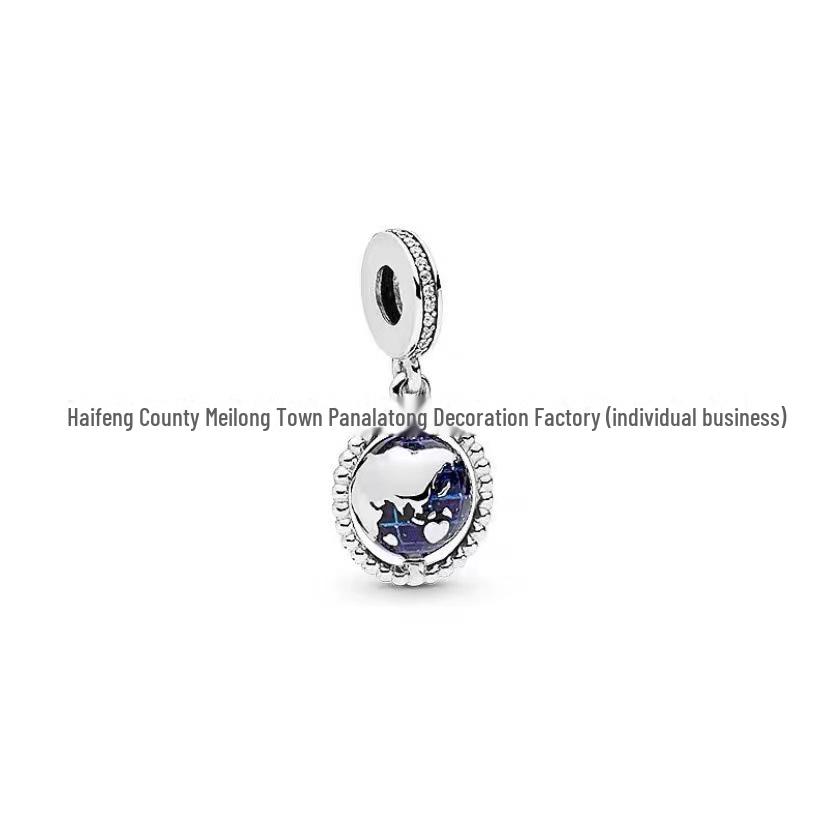 Panjia Blue Series White Copper S925 Silver-Plated Beaded Bracelet with Pendant DIY Accessories