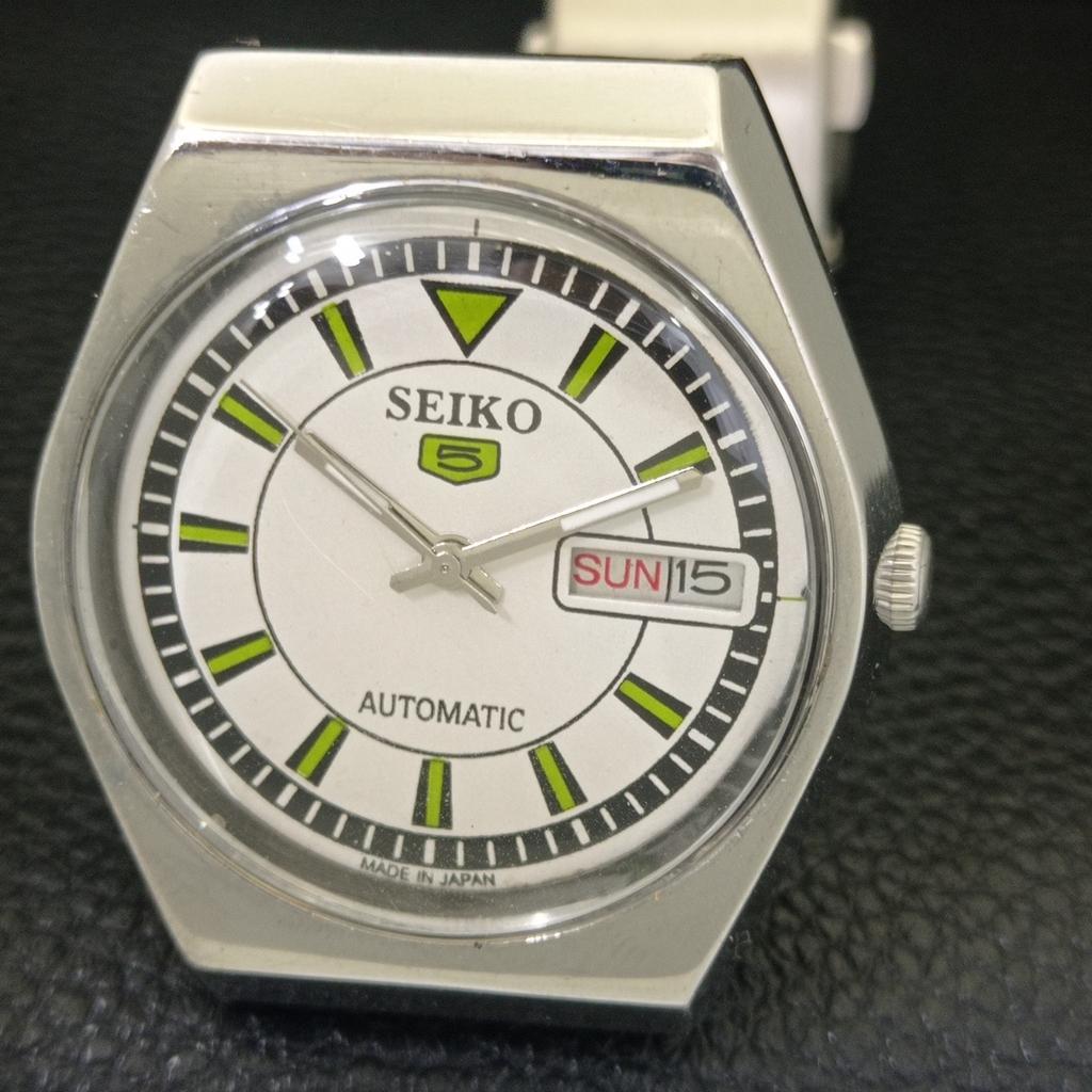 GENUINE VINTAGE SEIKO 5 JAPAN 6319A AUTOMATIC MENS WHITE DIAL WATCH a702707-1 R210-a702707