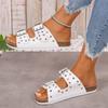 Summer Thick Bottom Buckle Riveted Women's Sandals Handmade Slippers with Flat Bottom Casual Outdoor Slippers Zapatos De Mujer