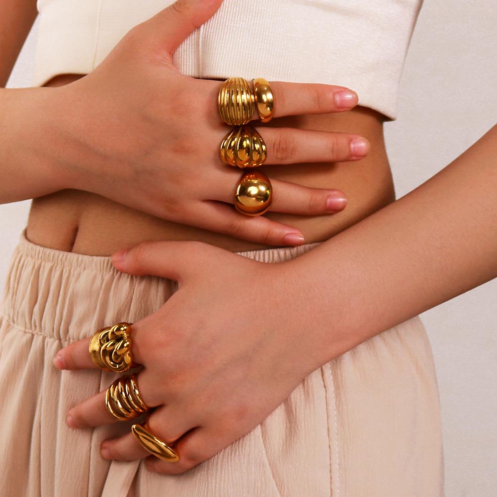 High Quality Geometric Twist Irregular Ring for Women New Vintage Opening Finger Rings Stainless Steel Jewelry Party Gift