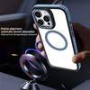 For iPhone 16 pro Max Strong Magnetic Phone Case Carbon Fiber Pattern Frame Transparent Cover for iPhone 16 pro, Wireless Charge
