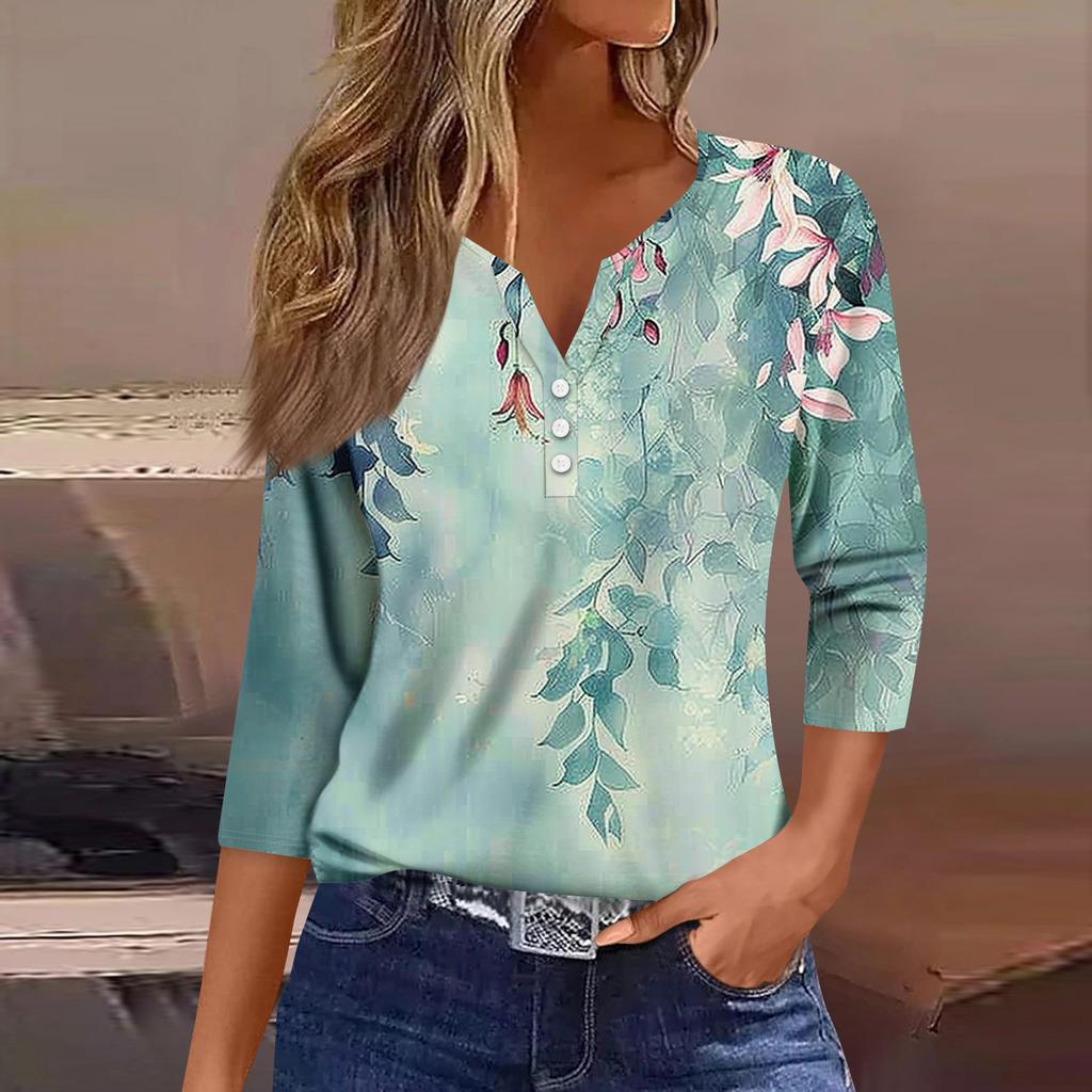 Women's 3/4 Sleeve Shirts Graphic Tees Shirts Casual Basic Tops Pullovers