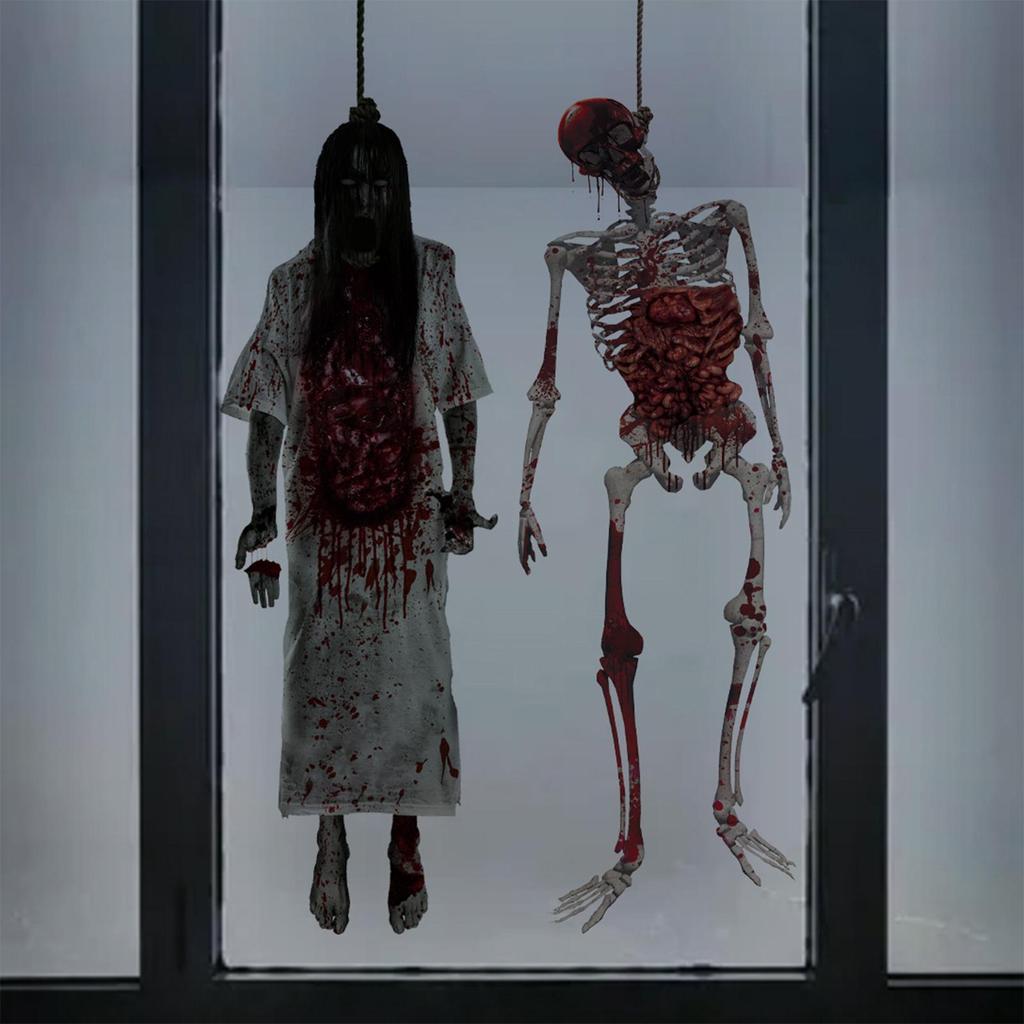 Halloween Window Stickers Suspending Corpse Halloween Window Decorations Stickers Spooky Wall Stickers Glass Window Decals