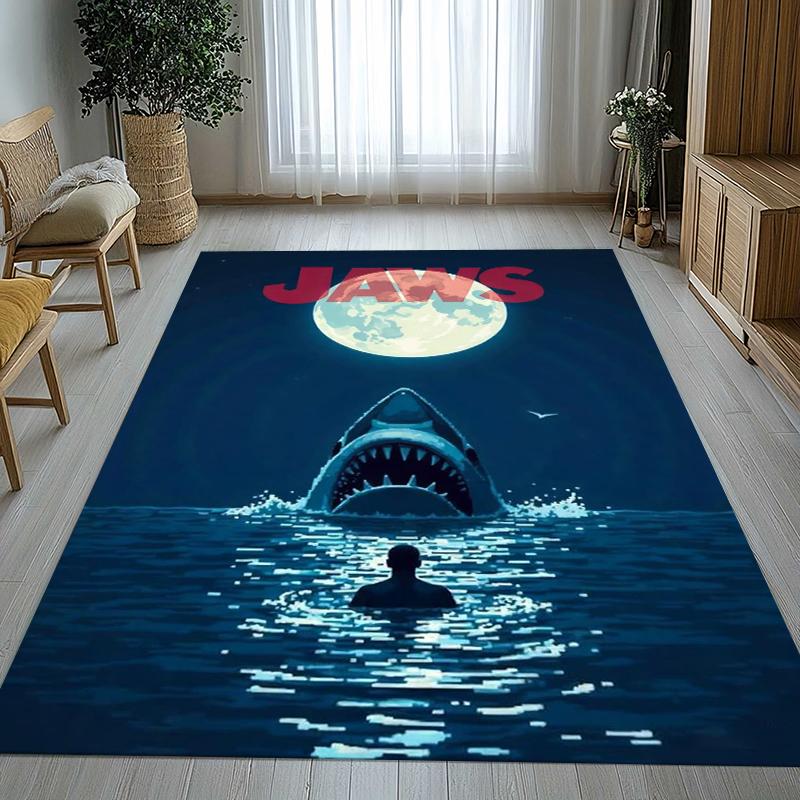 Horror Movie Jaws Shark Living Room Non-Slip Area Rug Soft Carpet for Bedroom Kids Playroom Sofa,Home Decor Doormat Gift