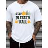European Sizes Men'S Stay Blessed Y'all T-Shirt | White Casual Short Sleeve Round Neck Tee with Positive Message Print