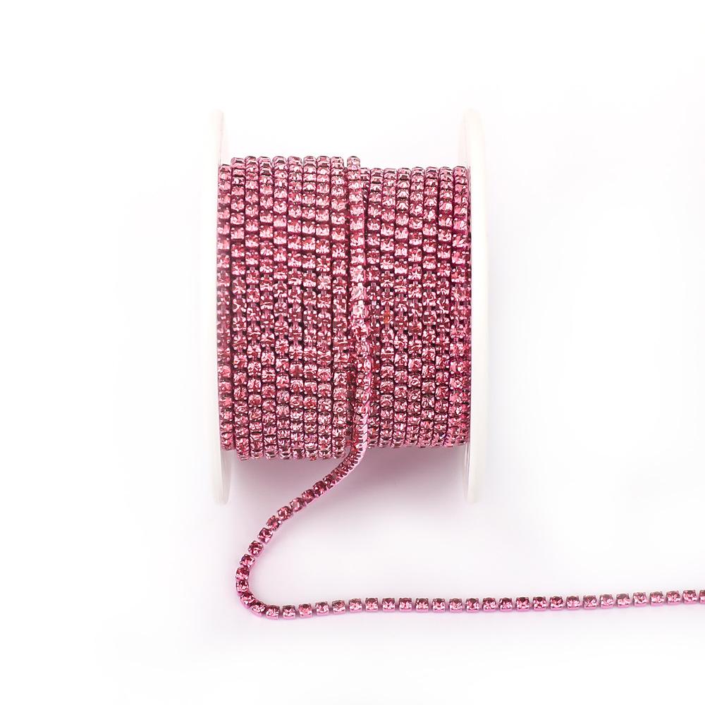 Electroplated Glass Rhinestone Single Row Claw Chain for DIY Costume Accessories