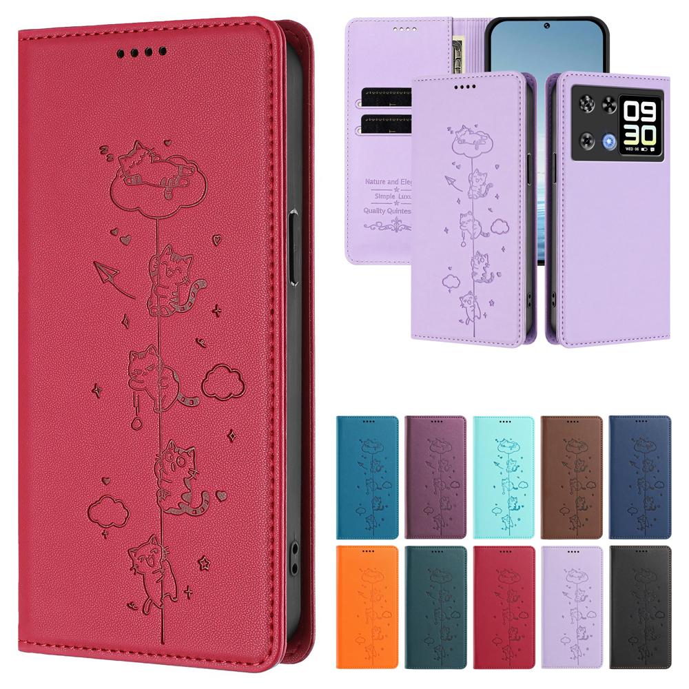 Cute Cat Leather Flip Wallet Case For Cubot P90 P50 A10 A20 A30 A40 Max 5 X100 Note 60 40 Card Slot RFID Protective Phone Cover
