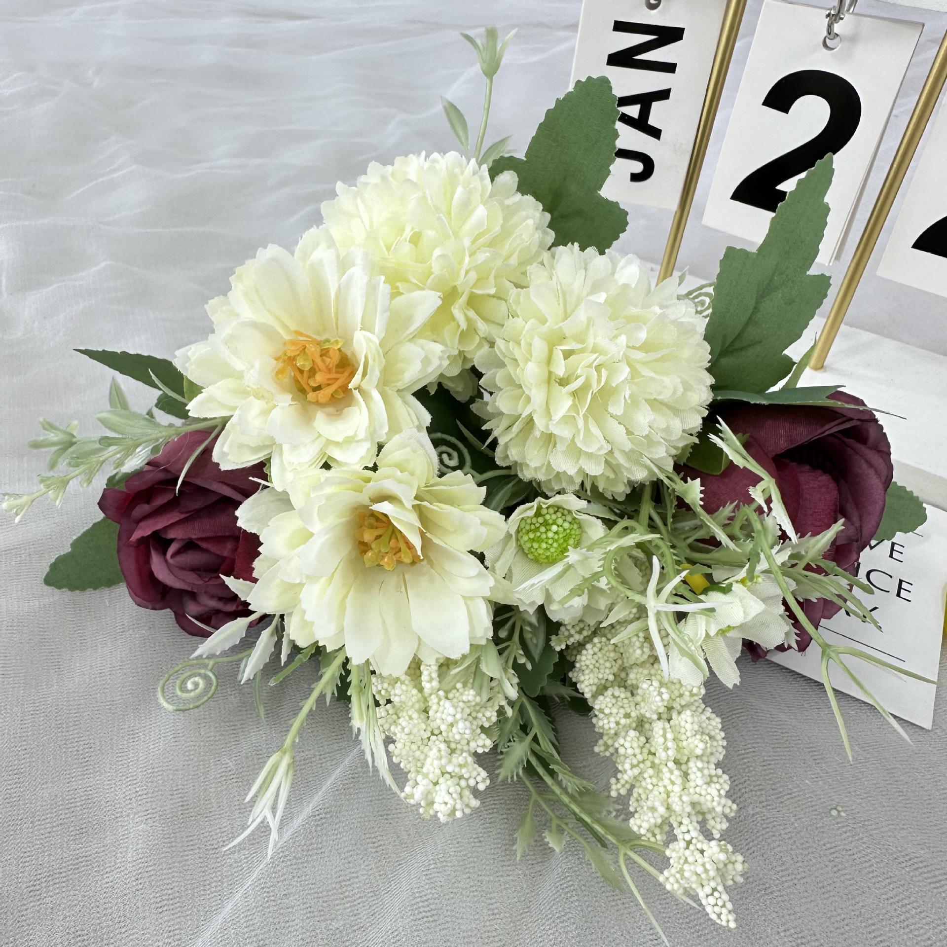 

Искусственный букет из роз и колосьев риса для домашнего декора и свадебного реквизита