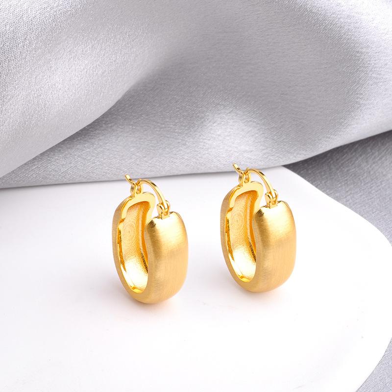 Geometric Hoop Earrings, Korean Fashion, Brushed Metal Studs, Minimalist Statement Earrings