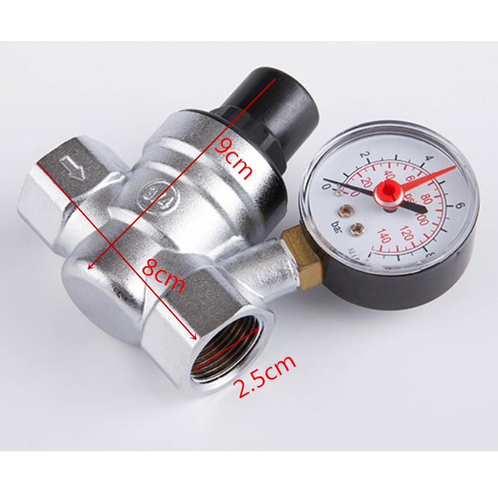Water Regulator -, Lead Free Brass Adjustable RV Pressure Reducing with Pressure Gauge and Water Filter